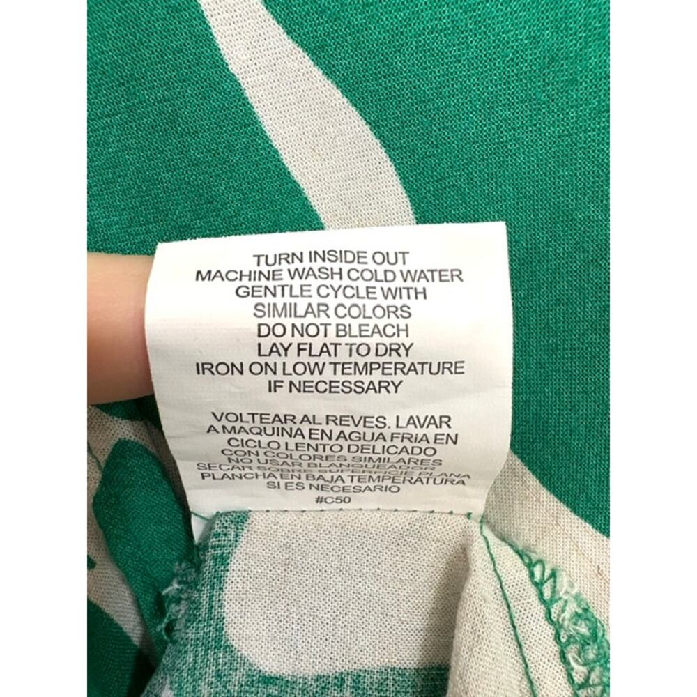 Luxology Linen Blend Sleeveless Mock Wrap Midi Dress‎ Sz M Green Tropical Leaf - Picture 8 of 12
